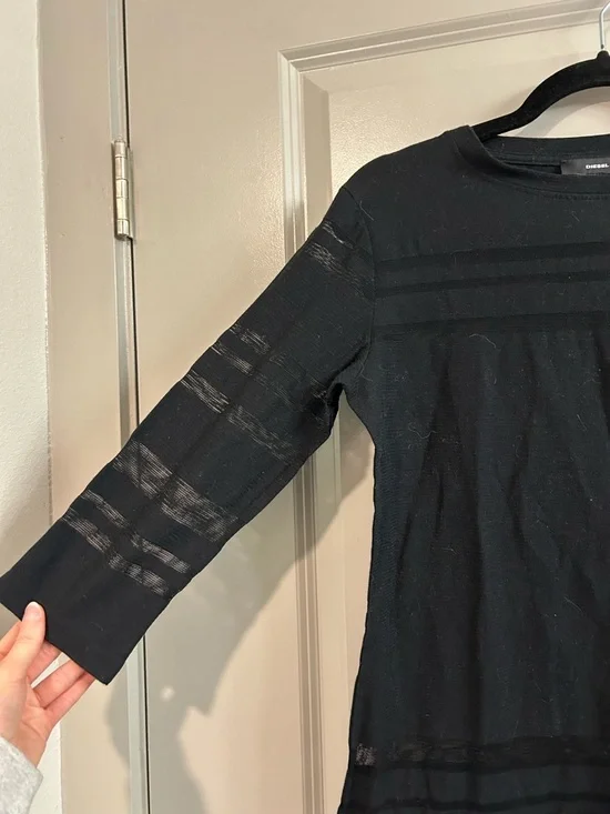 Diesel Black Mesh Lined Knit Crewneck Top - Picture 2 of 6